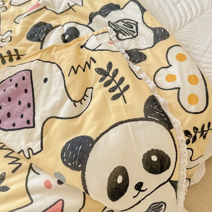 91家纺网 家纺一手货源 找家纺 顾里家纺 2022新款牛奶针织棉夏被-实拍 动物世界