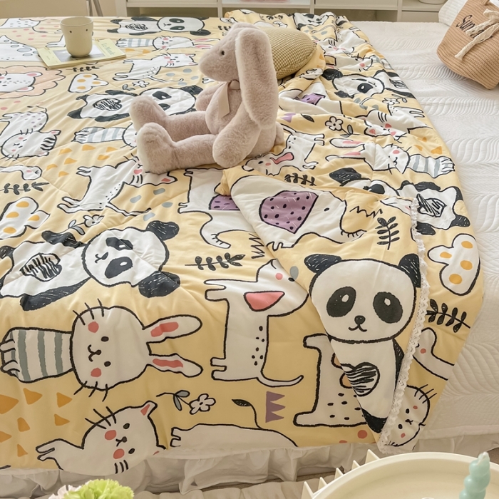 91家纺网 家纺一手货源 找家纺 顾里家纺 2022新款牛奶针织棉夏被-实拍 动物世界