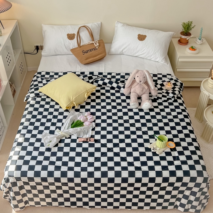 91家纺网 家纺一手货源 找家纺 顾里家纺 2022新款牛奶针织棉夏被-实拍 经典黑