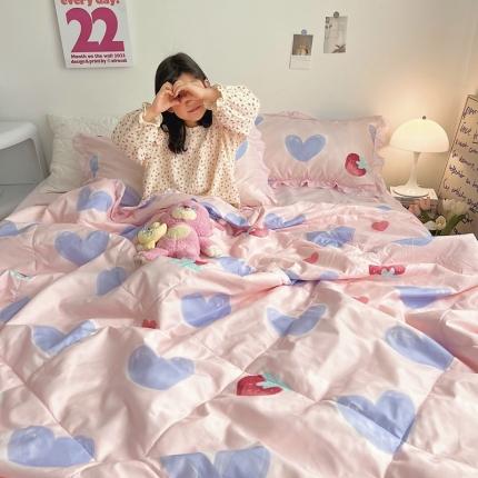 91家纺网 家纺一手货源 找家纺 总顾里家纺 2022新款ins韩系治 愈小清新水洗棉夏被套件