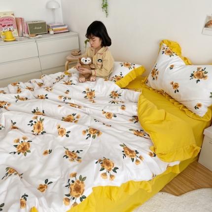 91家纺网 家纺一手货源 找家纺 总顾里家纺 2022新款ins韩系治 愈小清新水洗棉夏被套件