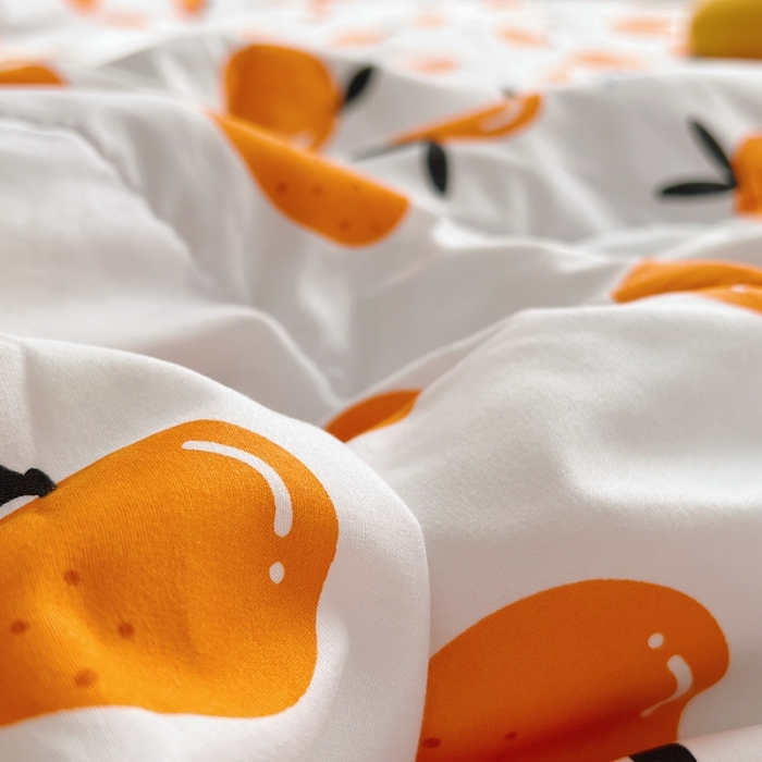 91家纺网 家纺一手货源 找家纺 顾里家纺 2022新款ins韩系治 愈小清新水洗棉夏被套件 ins桔子