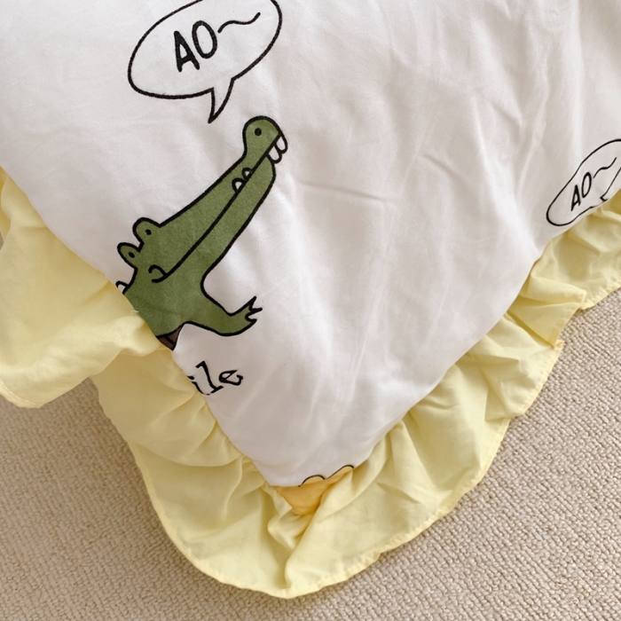 91家纺网 家纺一手货源 找家纺 顾里家纺 2022新款ins韩系治 愈小清新水洗棉夏被套件 动物世界