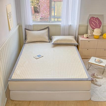 91家纺网 家纺一手货源 找家纺 顾里家纺 2022新款高端800D高密度养生席 千鸟格（黄）