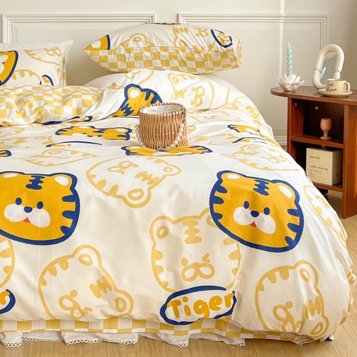 91家纺网 家纺一手货源 找家纺 顾里家纺 2022新款ins韩系全棉13372四件套 虎多多（米）