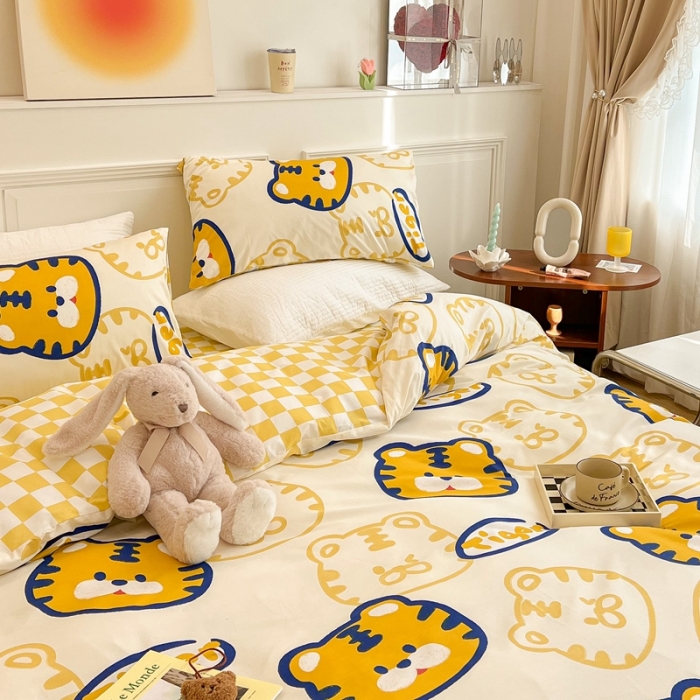 91家纺网 家纺一手货源 找家纺 顾里家纺 2022新款ins韩系全棉13372四件套 虎多多（米）