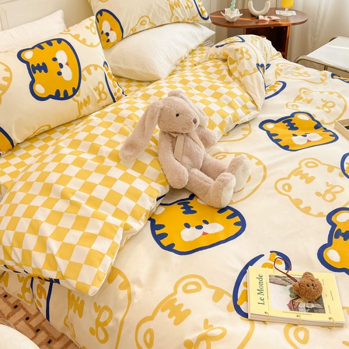 91家纺网 家纺一手货源 找家纺 顾里家纺 2022新款ins韩系全棉13372四件套 虎多多（米）