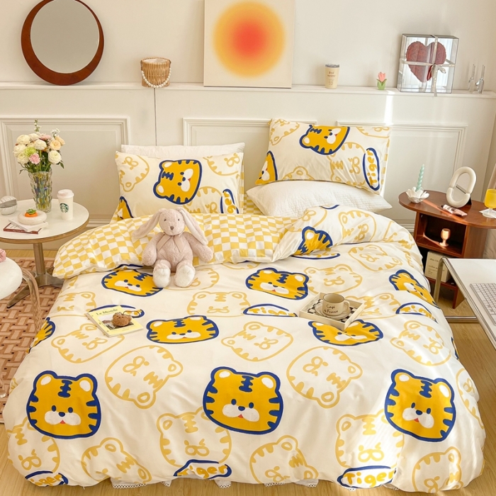 91家纺网 家纺一手货源 找家纺 顾里家纺 2022新款ins韩系全棉13372四件套 虎多多（米）