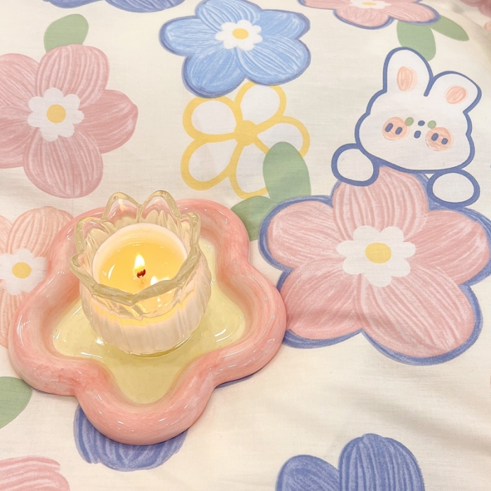 91家纺网 家纺一手货源 找家纺 顾里家纺 2022新款ins韩系全棉13372四件套 花朵小兔