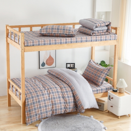 91家纺网 家纺一手货源 找家纺 13372全棉印花款大学生单人上下铺宿舍床三件套多件套 风尚之家