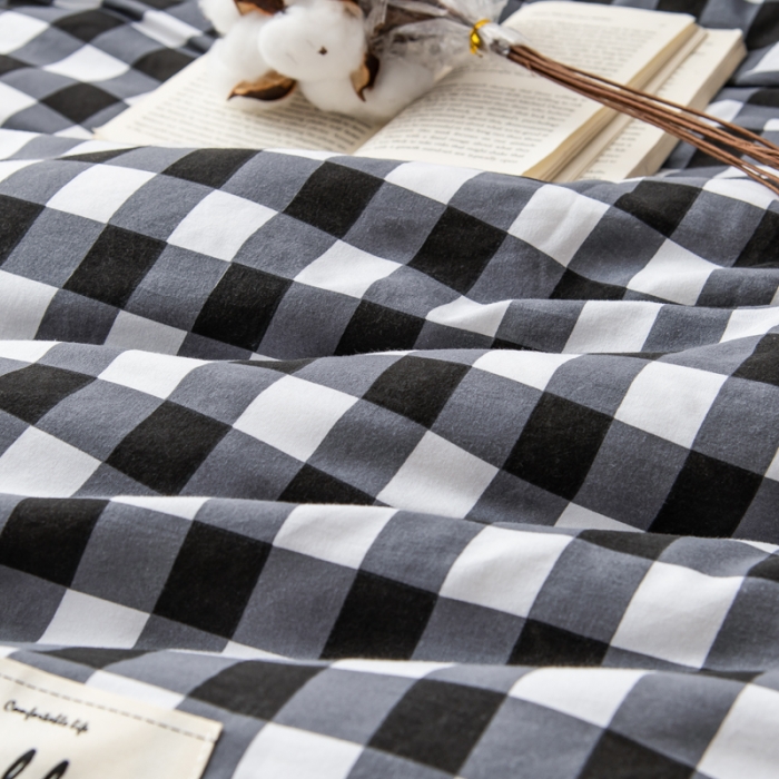 91家纺网 家纺一手货源 找家纺 森林人 2022新款A类水洗棉立体大豆被-印花 灰中格