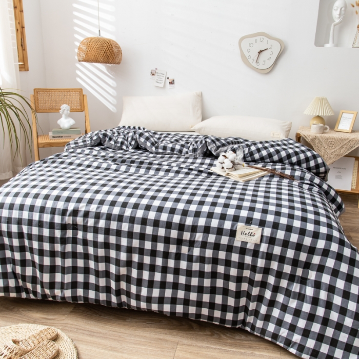 91家纺网 家纺一手货源 找家纺 森林人 2022新款A类水洗棉立体大豆被-印花 灰中格