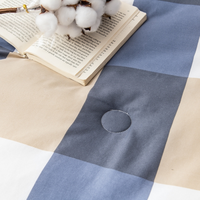 91家纺网 家纺一手货源 找家纺 森林人 2022新款A类水洗棉立体大豆被-印花 蓝大格