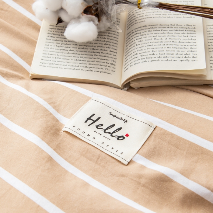 91家纺网 家纺一手货源 找家纺 森林人 2022新款A类水洗棉立体大豆被-印花 条纹-咖