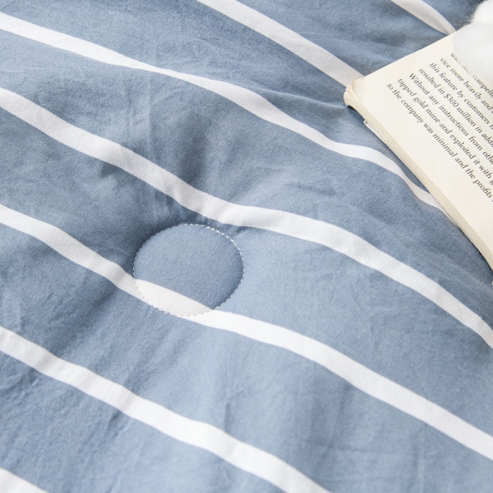 91家纺网 家纺一手货源 找家纺 森林人 2022新款A类水洗棉立体大豆被-印花 条纹-蓝