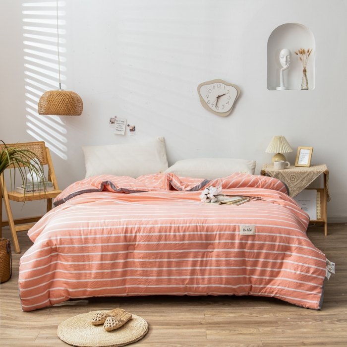 91家纺网 家纺一手货源 找家纺 森林人 2022新款A类水洗棉立体大豆被-印花 条纹-玉