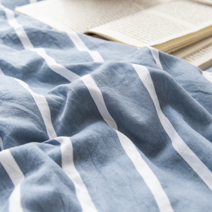91家纺网 家纺一手货源 找家纺 森林人 2022新款A类水洗棉立体大豆被-印花 条纹-蓝