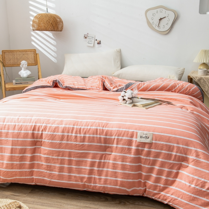 91家纺网 家纺一手货源 找家纺 森林人 2022新款A类水洗棉立体大豆被-印花 条纹-玉