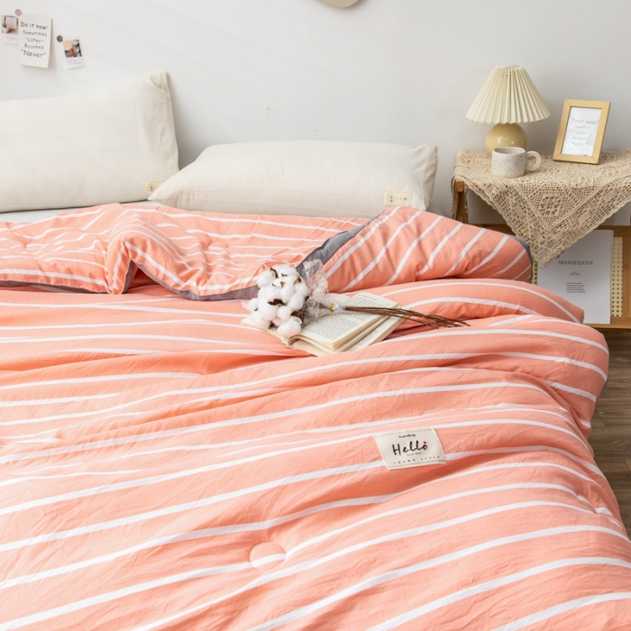 91家纺网 家纺一手货源 找家纺 森林人 2022新款A类水洗棉立体大豆被-印花 条纹-玉