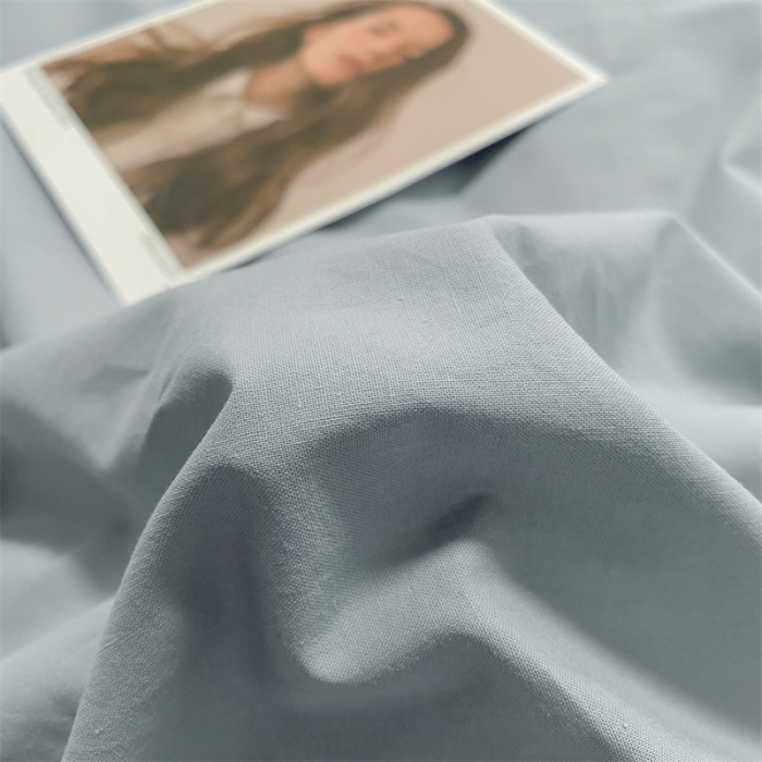 91家纺网 家纺一手货源 找家纺 眠帛家居 2022新款水洗棉磨毛拼色嵌边四件套 蓝灰-豆沙