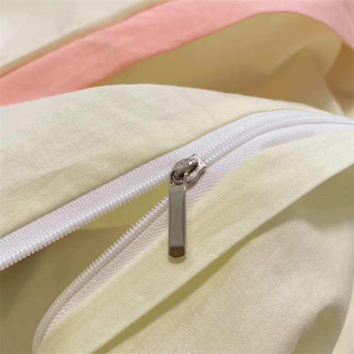 91家纺网 家纺一手货源 找家纺 眠帛家居 2022新款水洗棉磨毛拼色嵌边四件套 奶黄-奶油粉