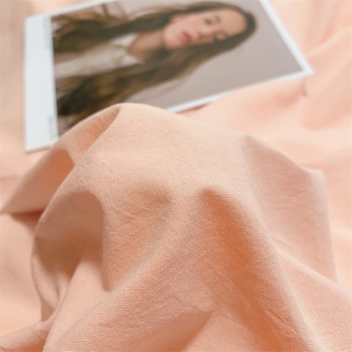 91家纺网 家纺一手货源 找家纺 眠帛家居 2022新款水洗棉磨毛拼色嵌边四件套 奶油粉-蓝灰