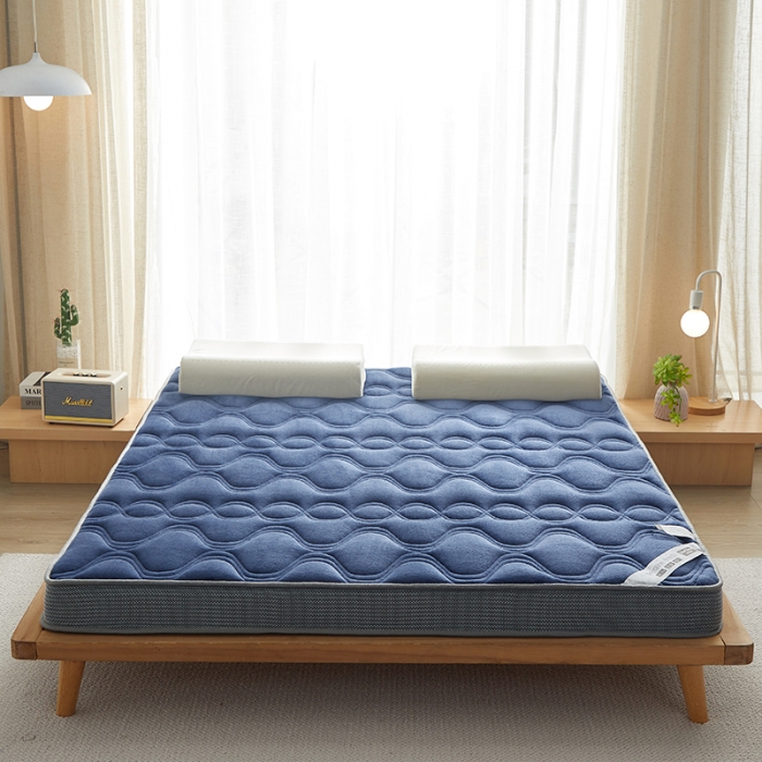 91家纺网 家纺一手货源 找家纺 优莱床垫 2024新款牛奶绒大床床垫 法莱绒蓝