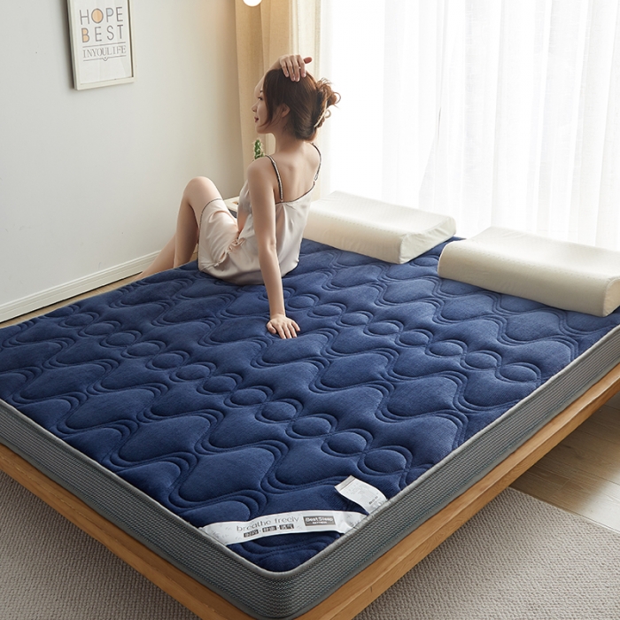 91家纺网 家纺一手货源 找家纺 优莱床垫 2024新款牛奶绒大床床垫 法莱绒蓝