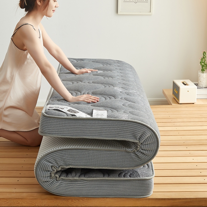 91家纺网 家纺一手货源 找家纺 优莱床垫 2024新款牛奶绒大床床垫 如意叶灰