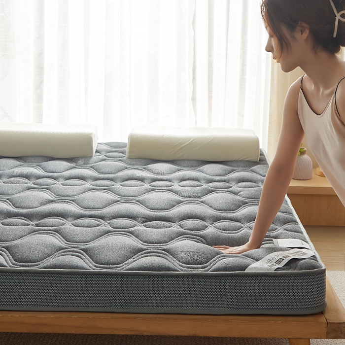 91家纺网 家纺一手货源 找家纺 优莱床垫 2024新款牛奶绒大床床垫 如意叶灰