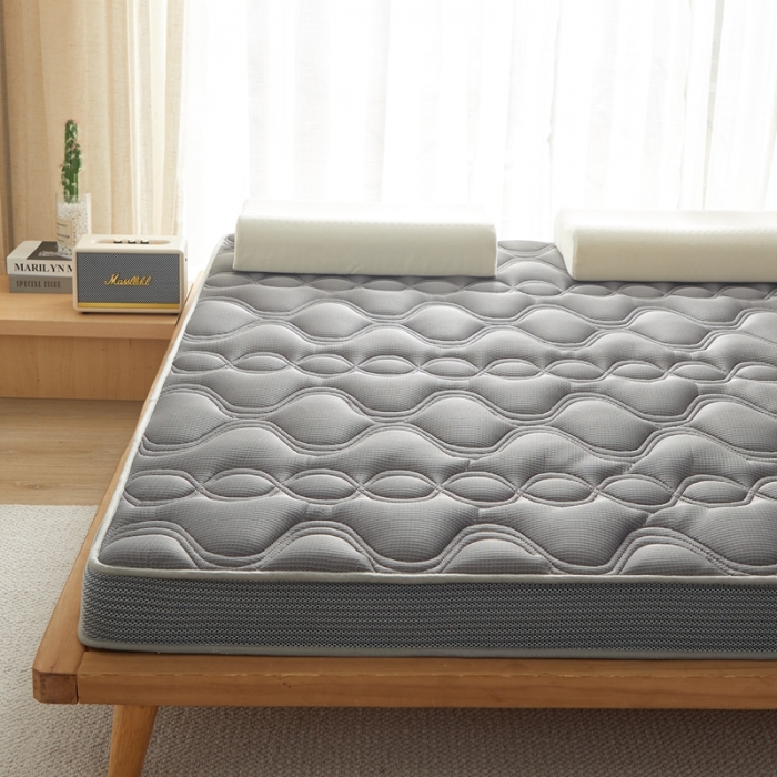 91家纺网 家纺一手货源 找家纺 优莱床垫 2024新款乳胶纤维棉立体大床床垫 爱意浓灰