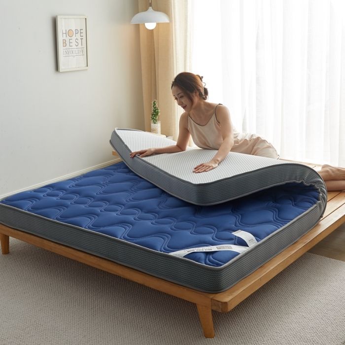 91家纺网 家纺一手货源 找家纺 优莱床垫 2024新款乳胶纤维棉立体大床床垫 爱意浓蓝