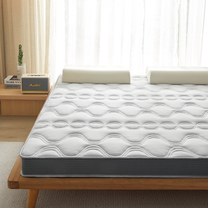 91家纺网 家纺一手货源 找家纺 优莱床垫 2024新款乳胶纤维棉立体大床床垫 爱意浓浅灰A类