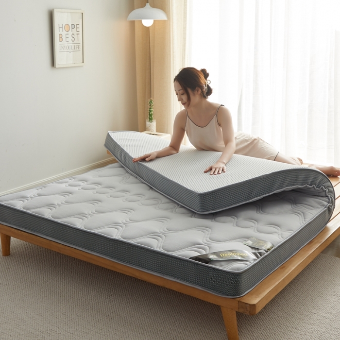 91家纺网 家纺一手货源 找家纺 优莱床垫 2024新款乳胶纤维棉立体大床床垫 爱意浓浅灰A类