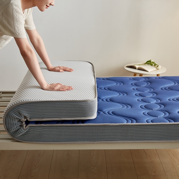 91家纺网 家纺一手货源 找家纺 优莱床垫 2024新款乳胶纤维棉立体学生床垫 爱意浓蓝