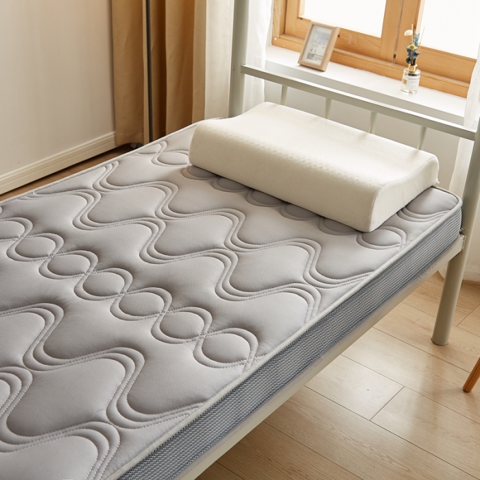 91家纺网 家纺一手货源 找家纺 优莱床垫 2024新款乳胶纤维棉立体学生床垫 爱意浓浅灰