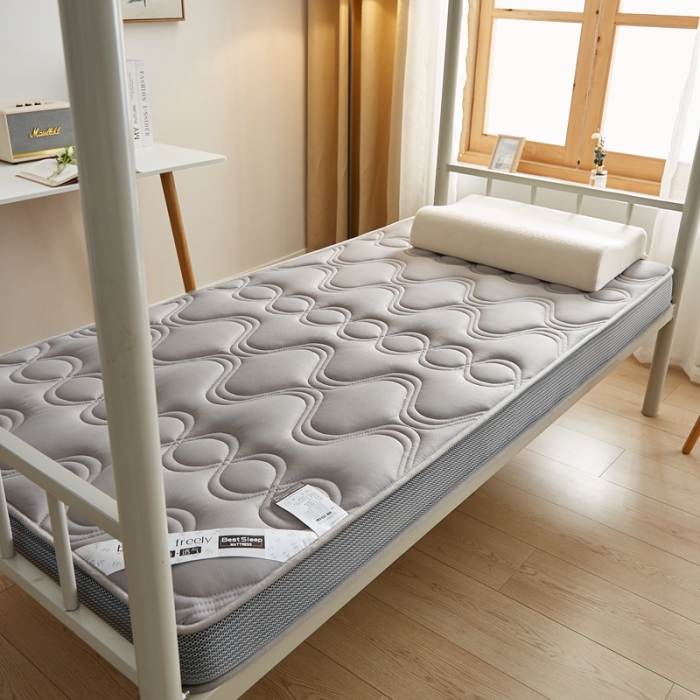 91家纺网 家纺一手货源 找家纺 优莱床垫 2024新款乳胶纤维棉立体学生床垫 爱意浓浅灰