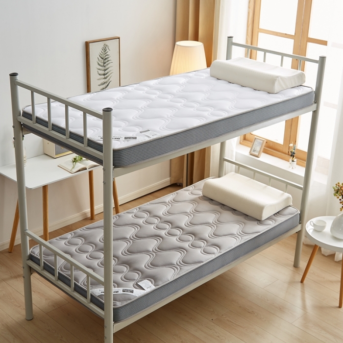 91家纺网 家纺一手货源 找家纺 优莱床垫 2024新款乳胶纤维棉立体学生床垫 爱意浓浅灰