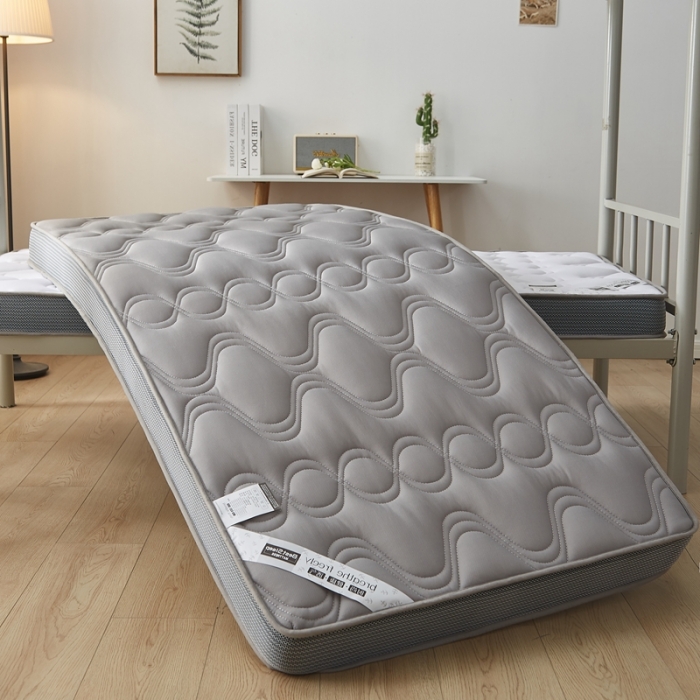 91家纺网 家纺一手货源 找家纺 优莱床垫 2024新款乳胶纤维棉立体学生床垫 爱意浓浅灰