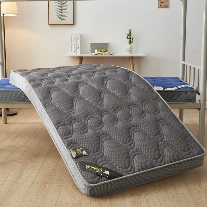 91家纺网 家纺一手货源 找家纺 优莱床垫 2024新款乳胶纤维棉立体学生床垫 爱意浓深灰