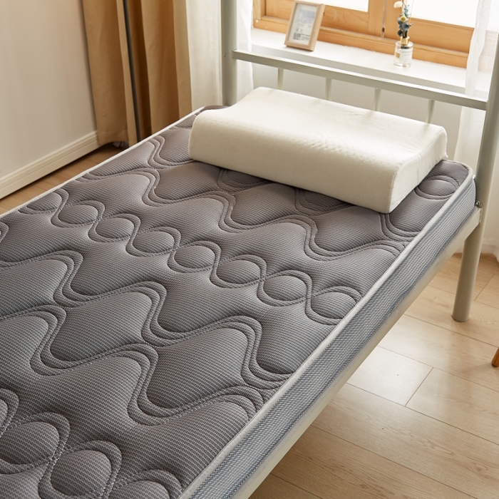 91家纺网 家纺一手货源 找家纺 优莱床垫 2024新款乳胶纤维棉立体学生床垫 爱意浓深灰