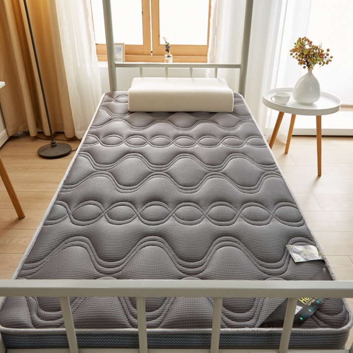 91家纺网 家纺一手货源 找家纺 优莱床垫 2024新款乳胶纤维棉立体学生床垫 爱意浓深灰