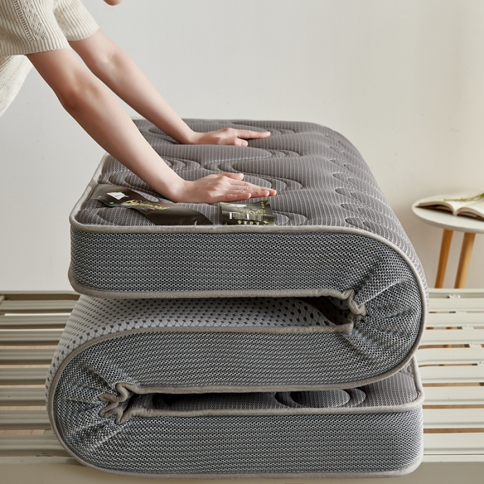 91家纺网 家纺一手货源 找家纺 优莱床垫 2024新款乳胶纤维棉立体学生床垫 爱意浓深灰