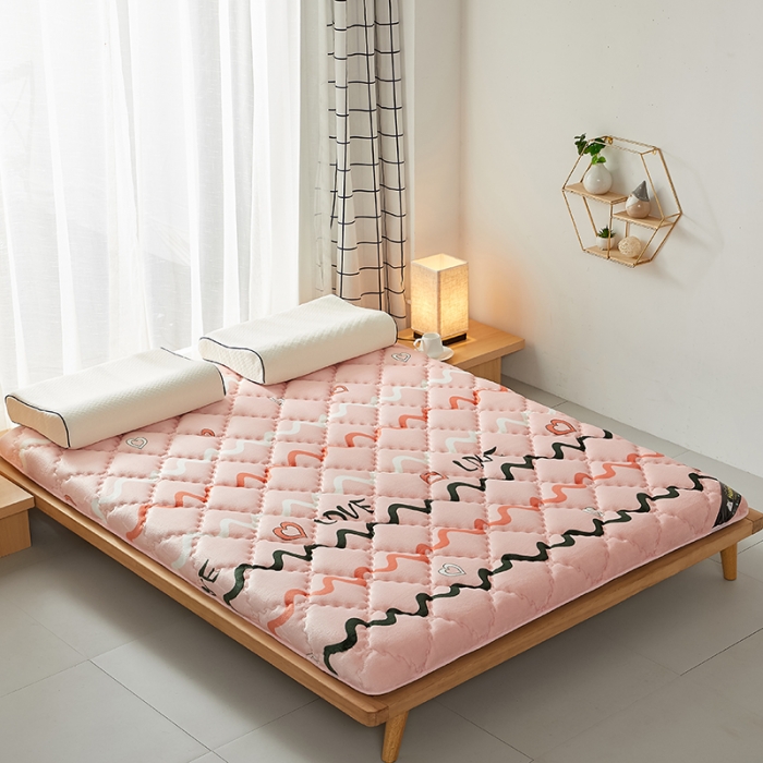 91家纺网 家纺一手货源 找家纺 优莱床垫 2024新款乳胶记忆棉床垫 水晶绒少女粉单边