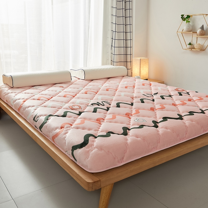 91家纺网 家纺一手货源 找家纺 优莱床垫 2024新款乳胶记忆棉床垫 水晶绒少女粉单边