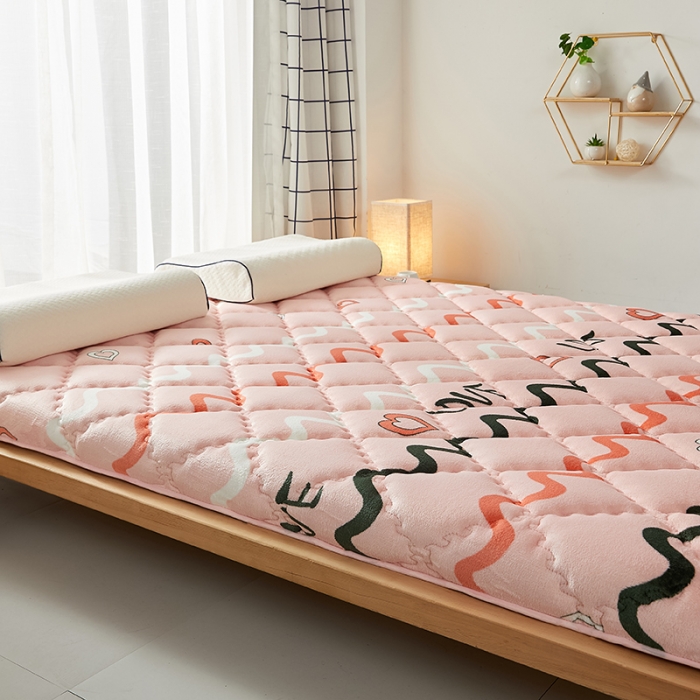 91家纺网 家纺一手货源 找家纺 优莱床垫 2024新款乳胶记忆棉床垫 水晶绒少女粉单边