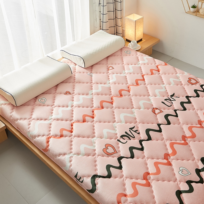 91家纺网 家纺一手货源 找家纺 优莱床垫 2024新款乳胶记忆棉床垫 水晶绒少女粉单边