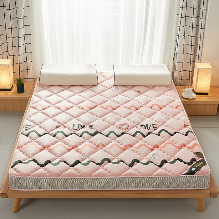 91家纺网 家纺一手货源 找家纺 优莱床垫 2024新款乳胶记忆棉床垫 水晶绒少女粉立体