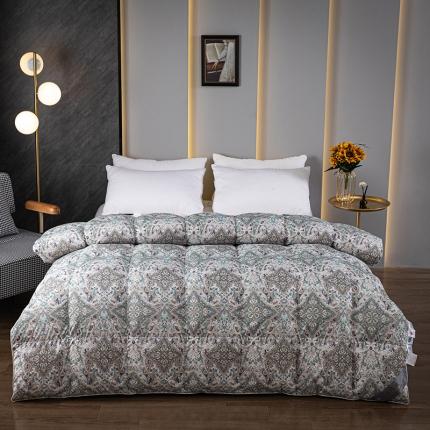 91家纺网 家纺一手货源 找家纺 华盛家纺 2024新款印花羽绒被 彩韵绿