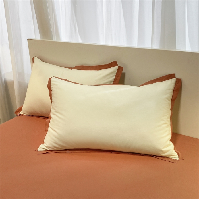 91家纺网 家纺一手货源 找家纺 （总）眠帛家居 2022新款水洗棉磨毛拼色嵌边四件套